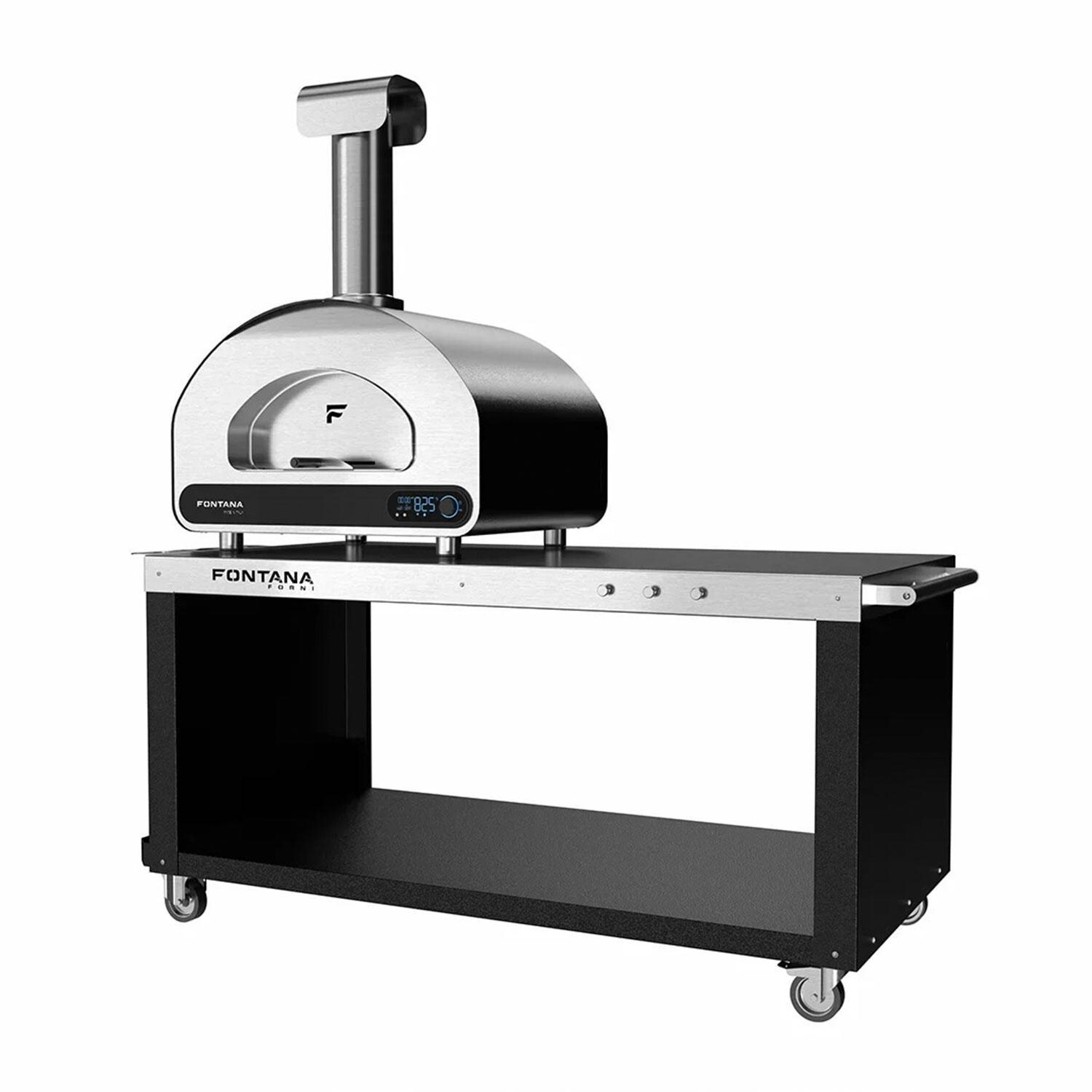 Fontana Forni FFVOLTA70-B Volta 70 Hybrid Smart Outdoor Oven - Black - On Prep Station - White Background thumbnail