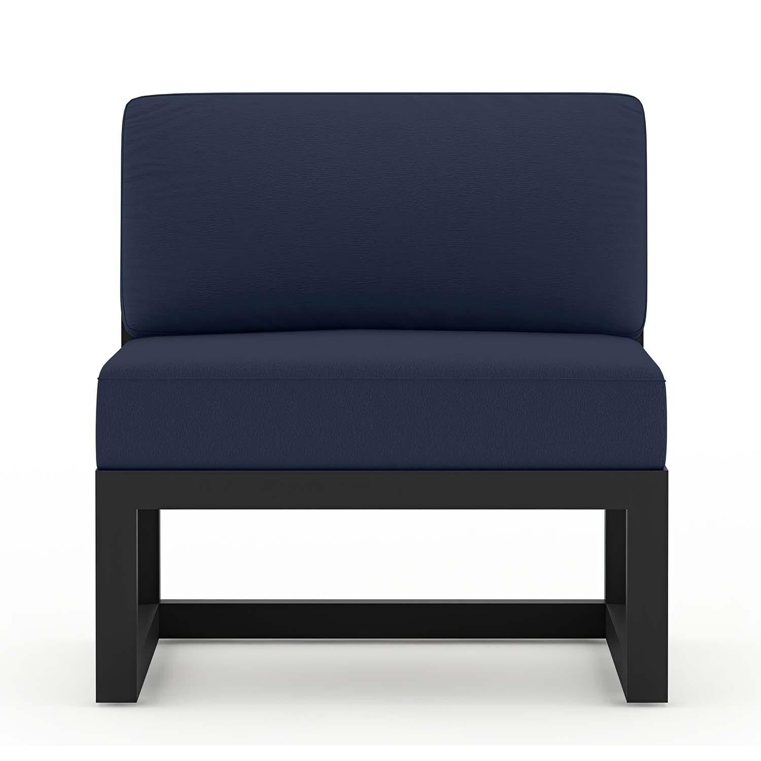 Misty Cove 6 Pc Aluminum Sectional Seating Set w/ Swivel Chairs in Black/Spectrum Indigo by Lakeview Outdoor Designs - Middle Chair - White Background thumbnail