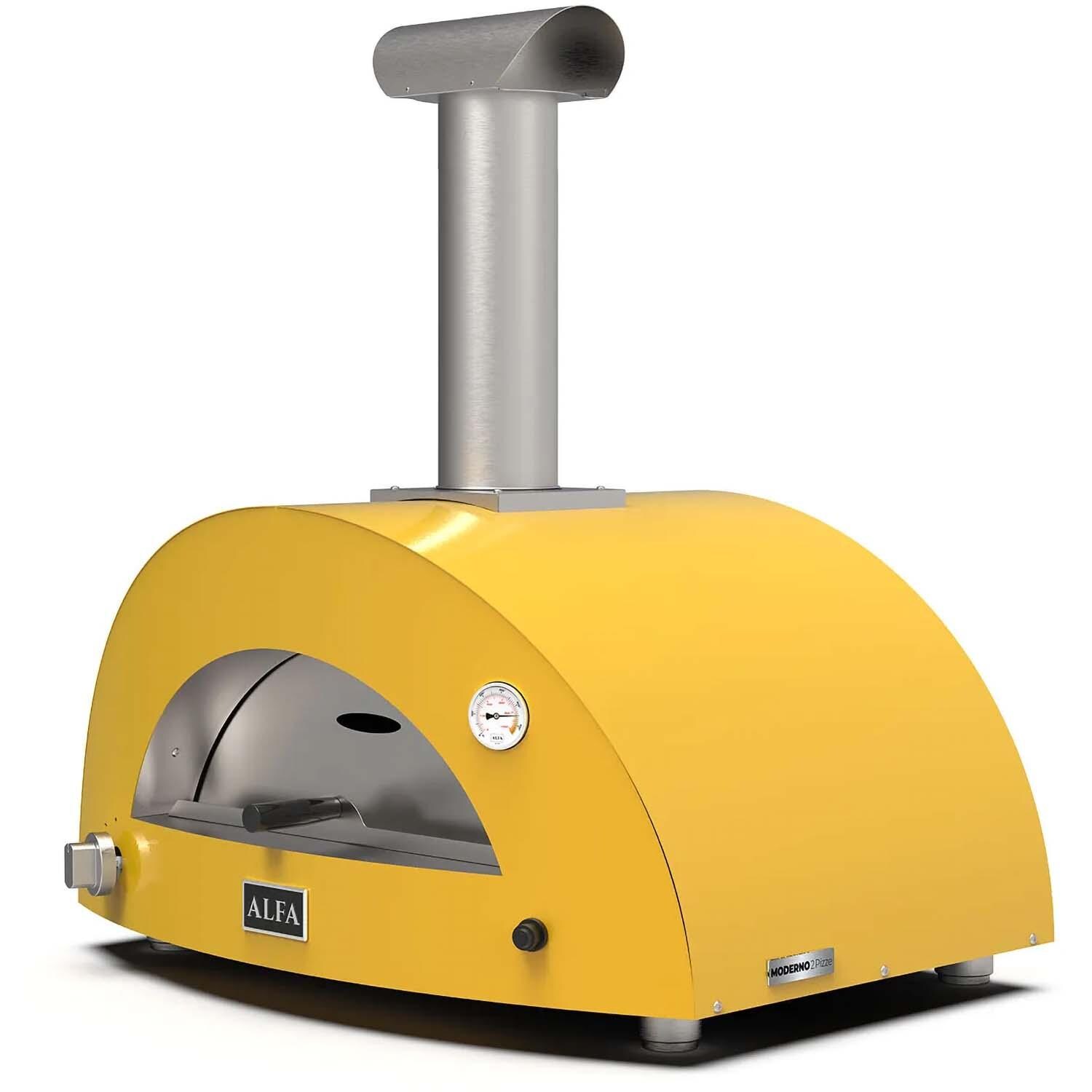 Alfa FXMD-2P-LGIA Moderno 2 Pizze Wood - Fired Pizza Oven - Fire Yellow - Right Angled View - White Background thumbnail