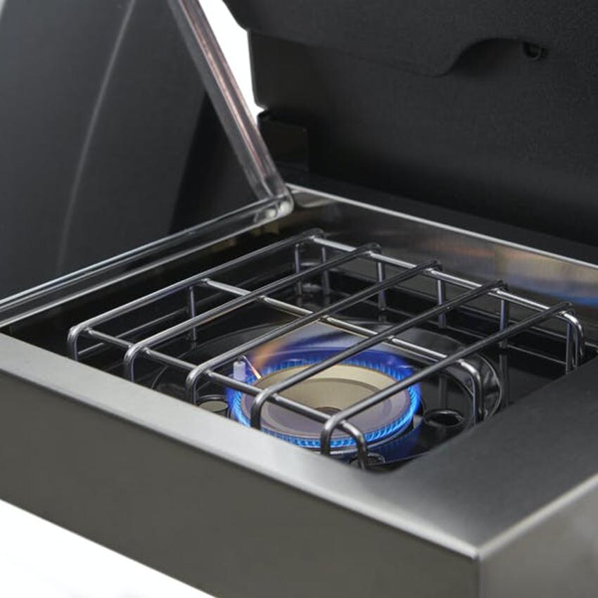 Weber - 46802101 - Spirit SP-335 Freestanding Propane Gas Grill W/ Sear Burner & Side Burner - Stainless Steel - Side Burner Closeup thumbnail