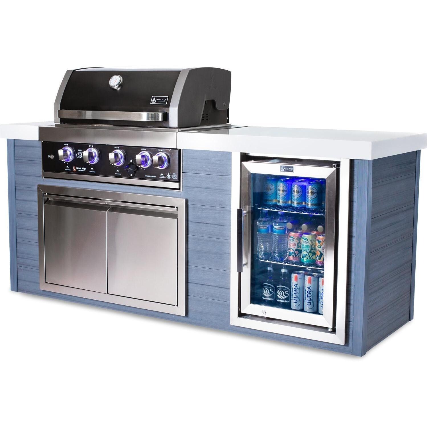 Mont Alpi MA400-AWBSS 4-Burner Black Stainless Steel Art-Wood Natural Gas Island Grill - Angled Left- White Background thumbnail