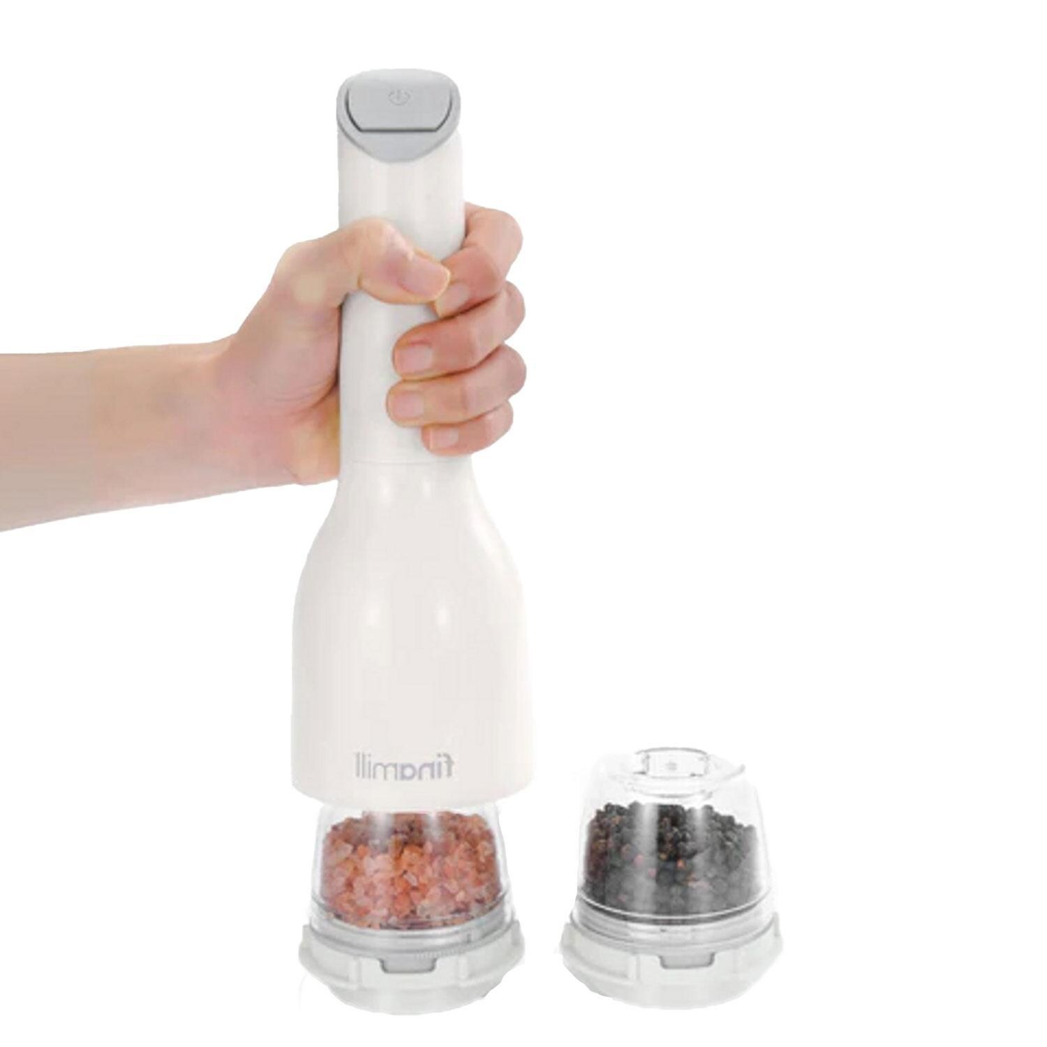 FinaMill GP803437-111SOC Classic Battery-Operated Spice Grinder in Soft Cream w/ 1 Everyday Pod & 1 Peppercorn Pod - Easy Hand Grip - White Background thumbnail