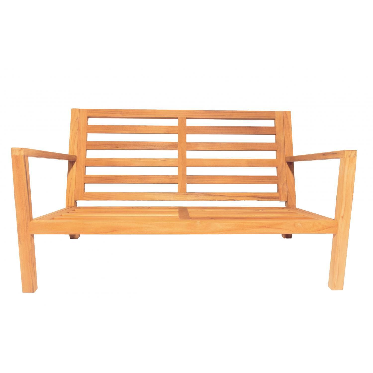 Royal Teak Collection Coastal 2 Person Teak Loveseat w/ Sunbrella Cushions in Canvas Spa - Frame Only - White Background thumbnail