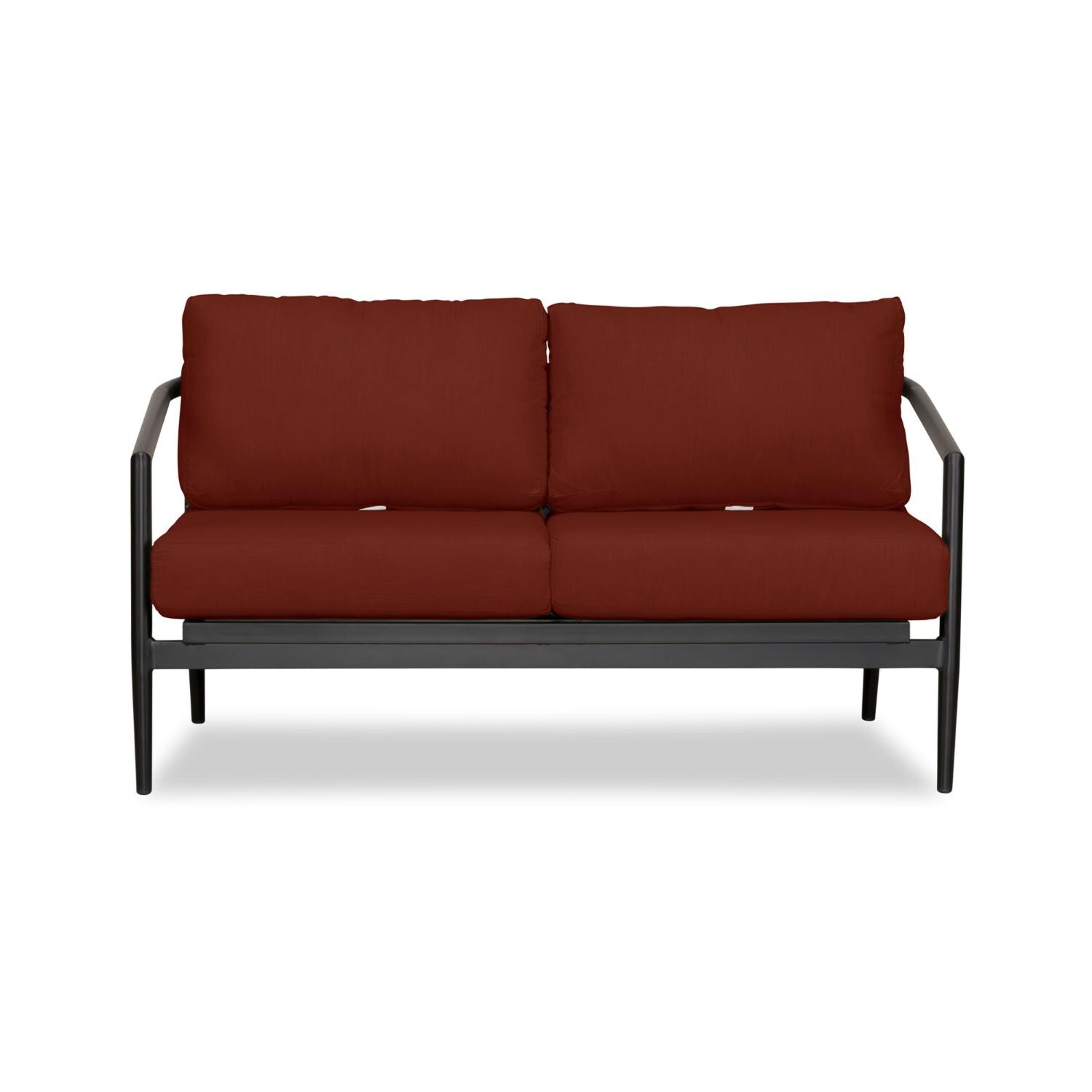 Lakeview Midnight Cove 5 Pc Aluminum Sofa Seating Set in Black/Carbon/Canvas Henna - Loveseat - White Background thumbnail