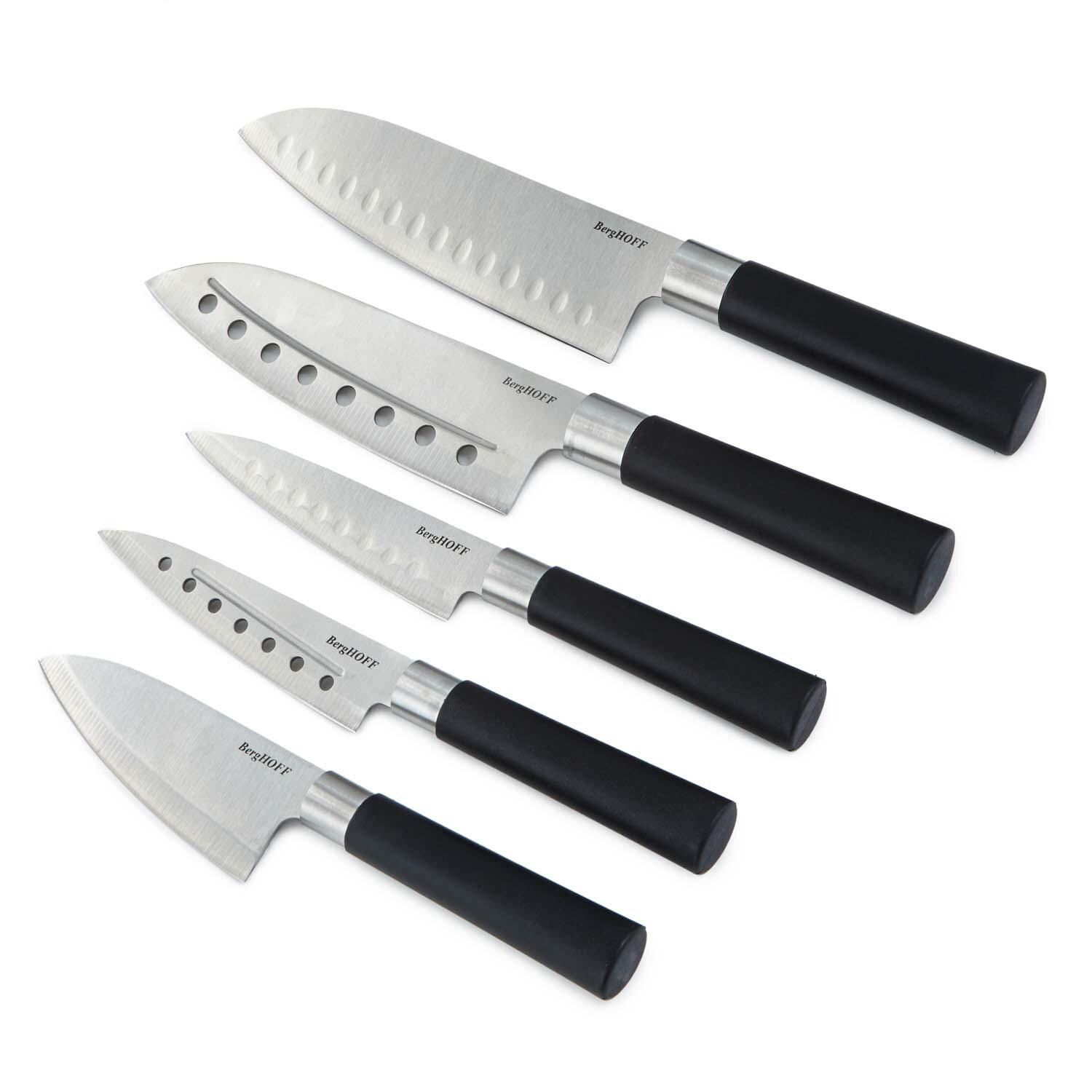 BergHOFF DiNA Codon 5 Pc Stainless Steel Santoku Set - White Background thumbnail