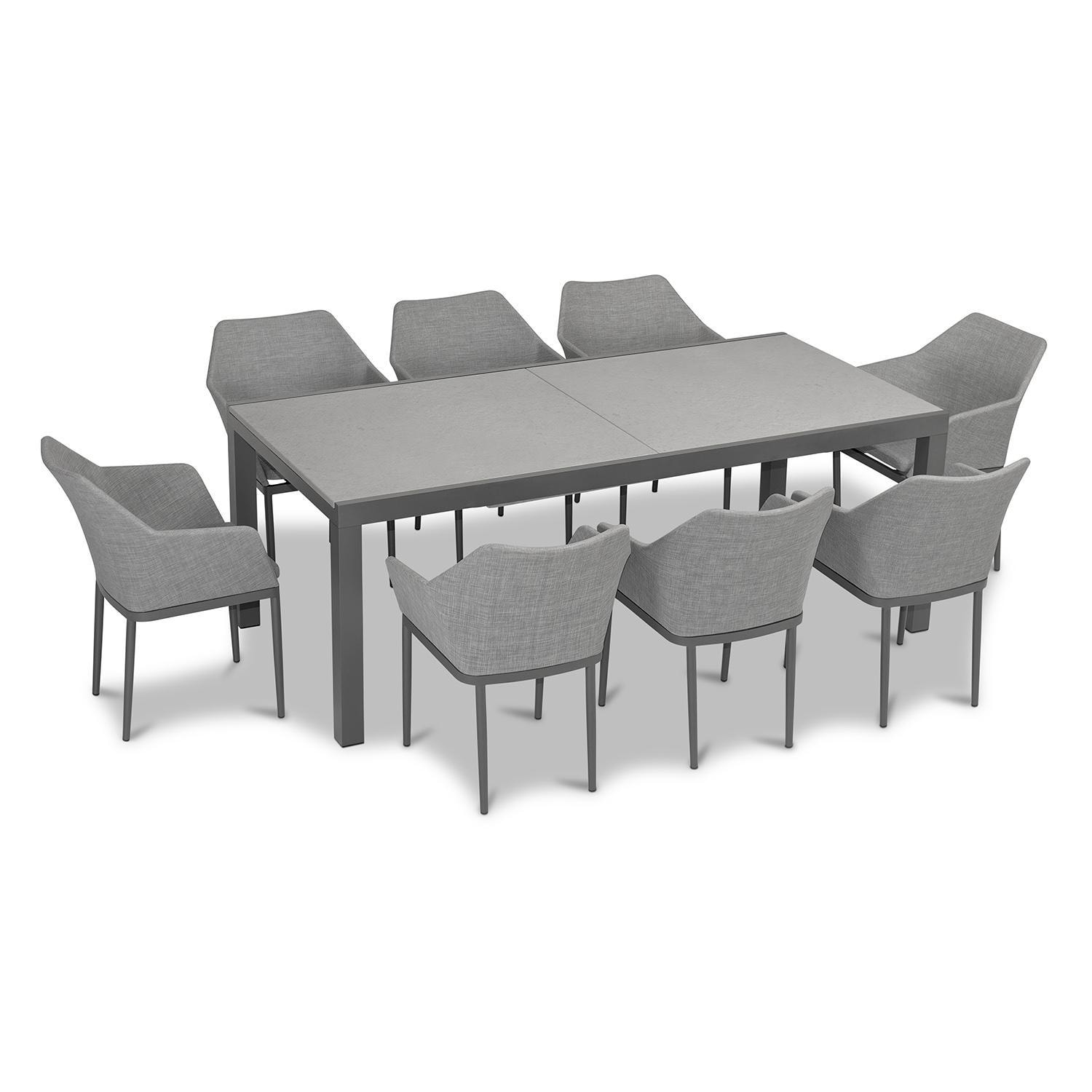 Starlook Bay 9 Pc Aluminum Extendable Dining Set in Slate/Concrete by Lakeview - Top View - White Background thumbnail