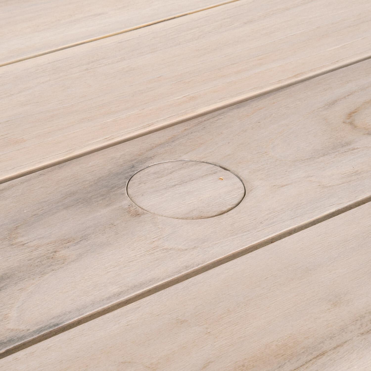 94 1/4 Inch Gray Teak Dining Table By Lakeview - Umbrella Hole Cover thumbnail