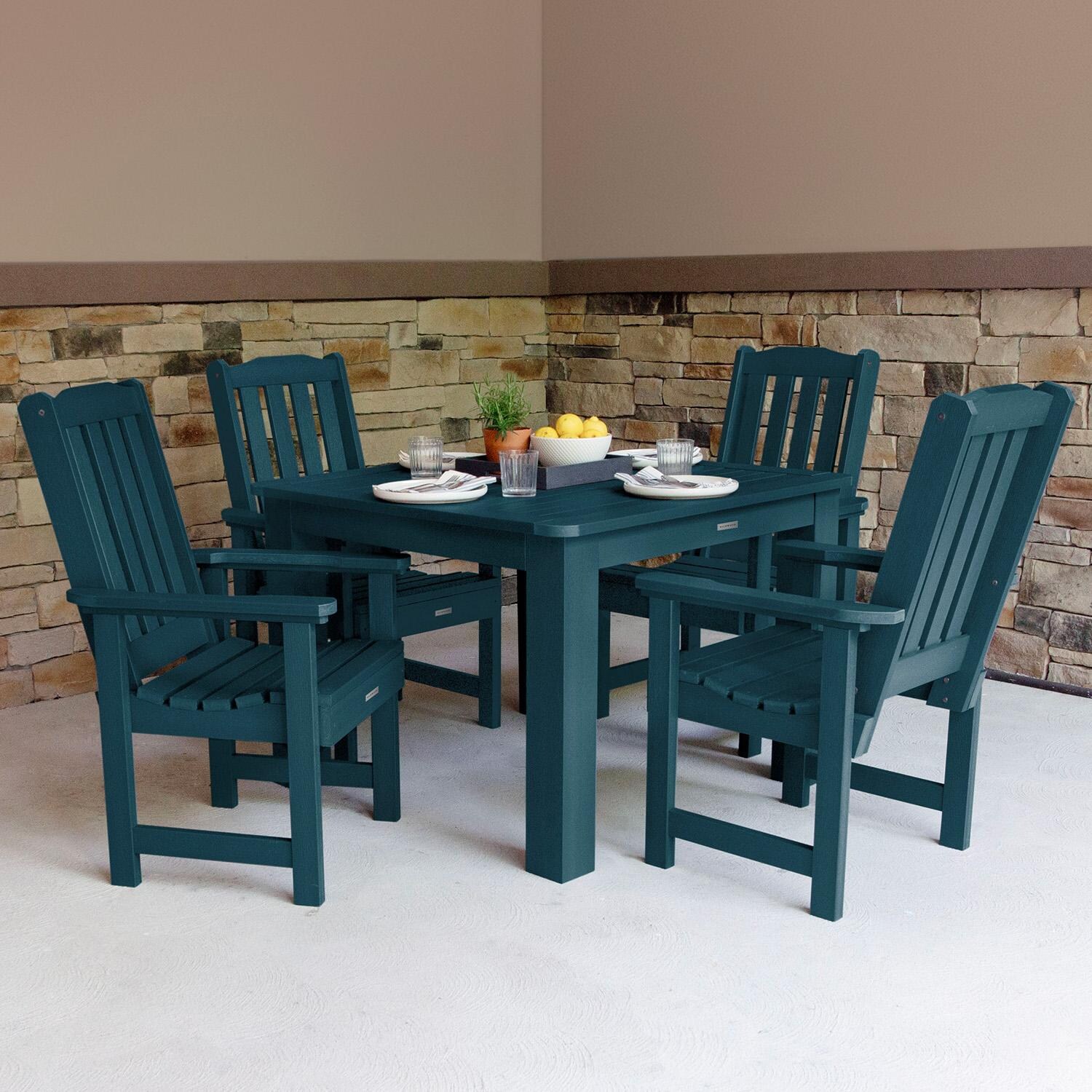 Hart Lane 5 Pc Recycled Plastic Square Dining Set in Nantucket Blue by Lakeview Outdoor Designs
