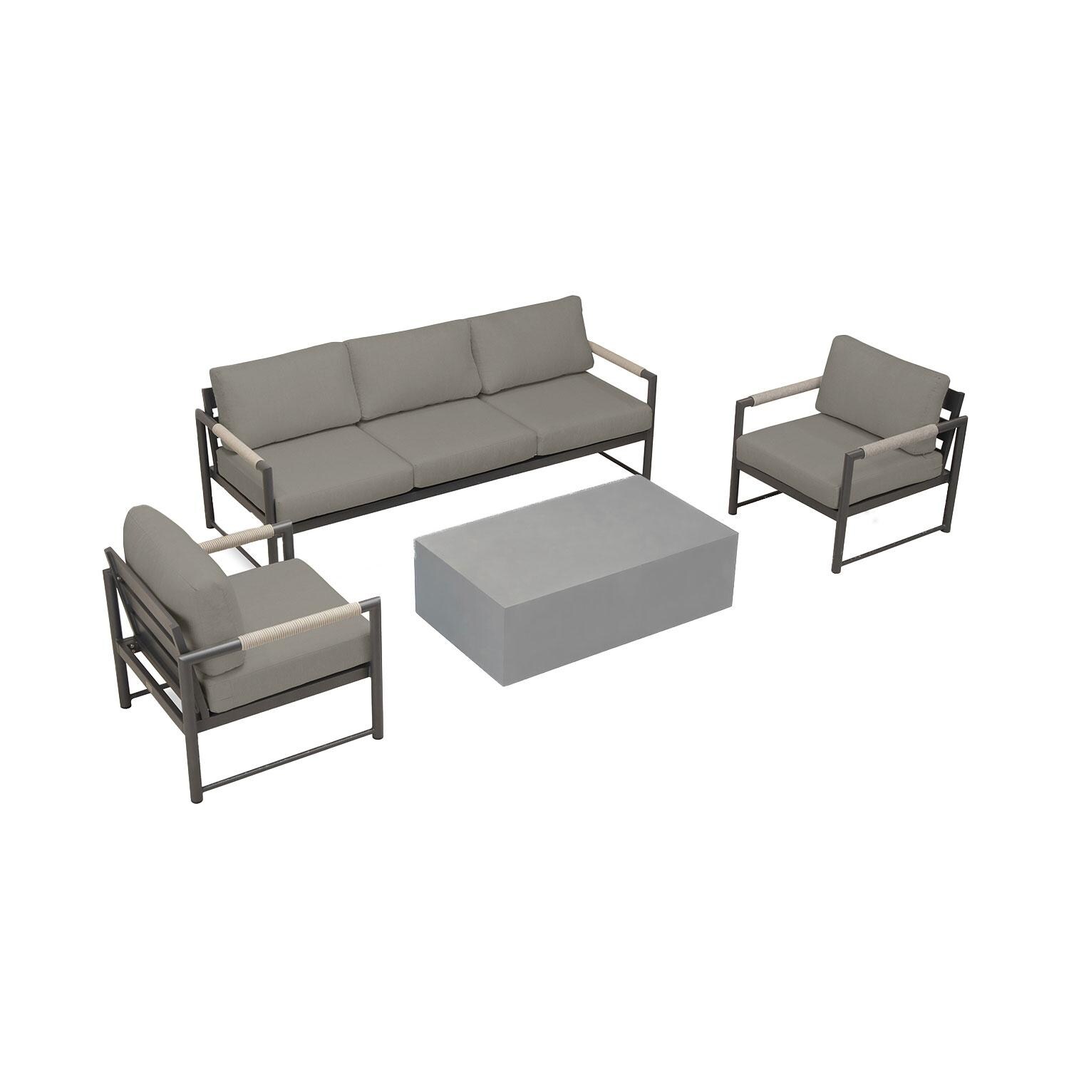 Lakeview AVEBAY-SL-PG-SET135-CC Avenue Bay Slate/Pebble Gray 4 Pc Sofa Set - Canvas Charcoal - Overhead View - White Background thumbnail