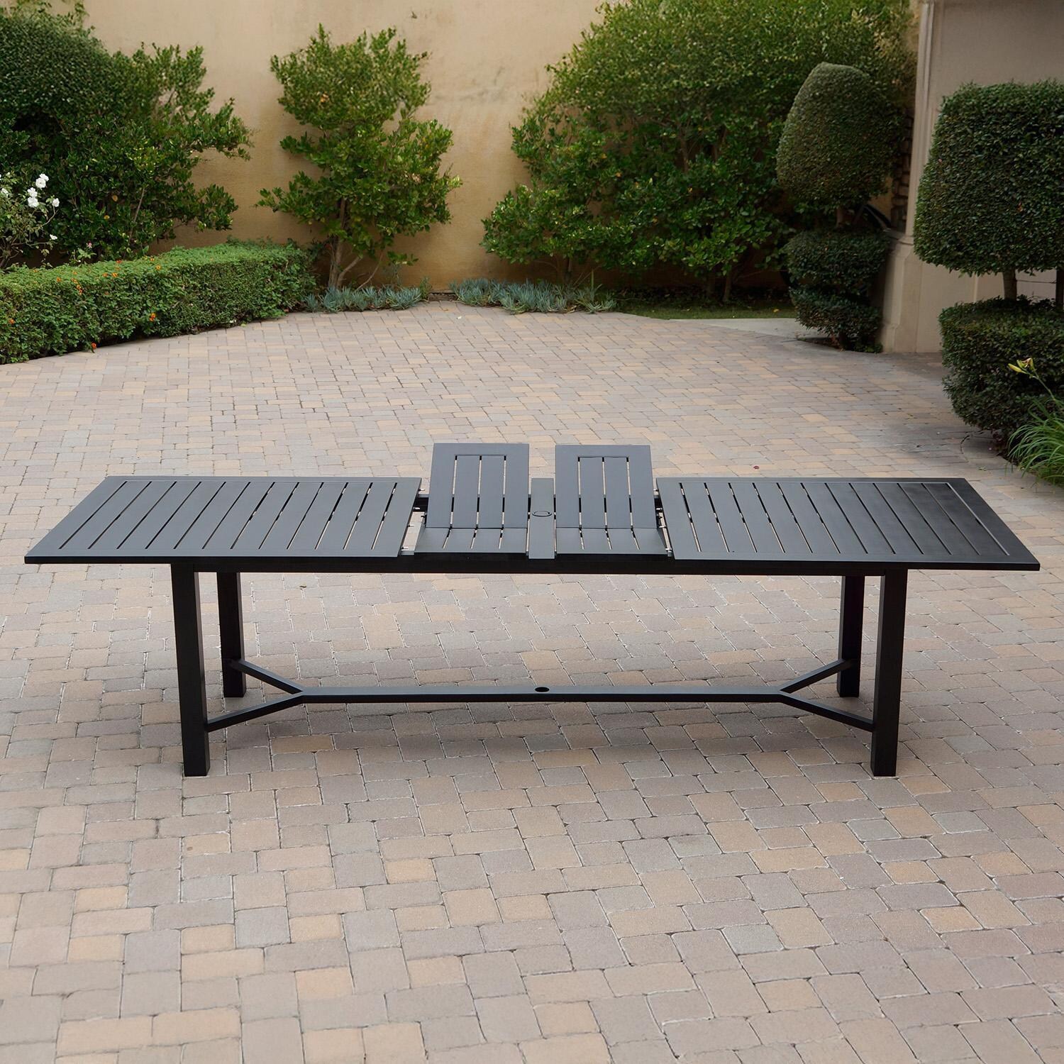 Darlee B/DL2052-11PCD-2350LE Santa Monica 11 Pc Cast Aluminum Dining Set in Antique Bronze - Table Side View w/ Extension - Lifestyle thumbnail