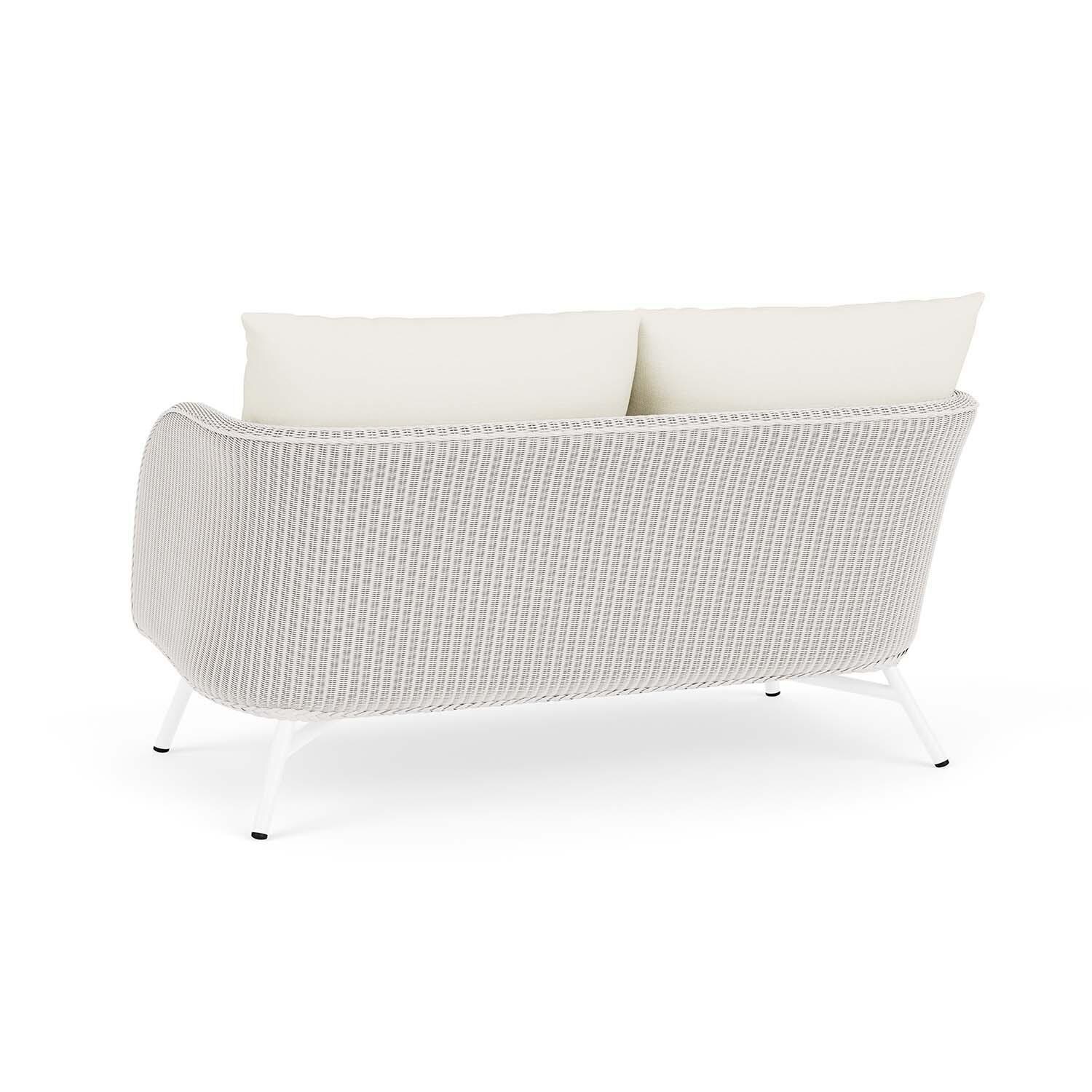 Lloyd Flanders Essence Loveseat W/Sailcloth Salt Fabric - White Finish - Back Left thumbnail
