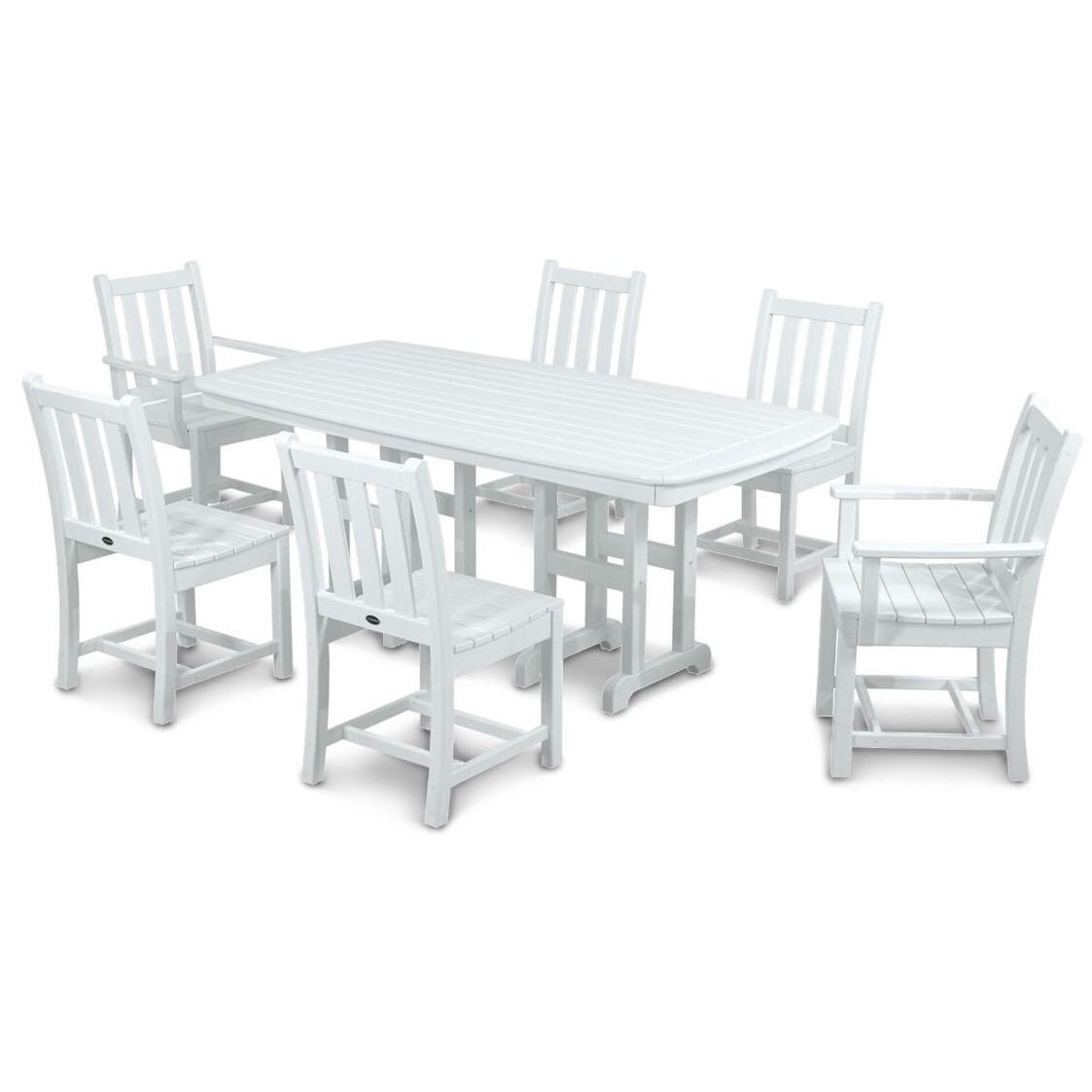 Traditional Garden 7 Piece White Recycled Plastic Wood Patio Dining Set