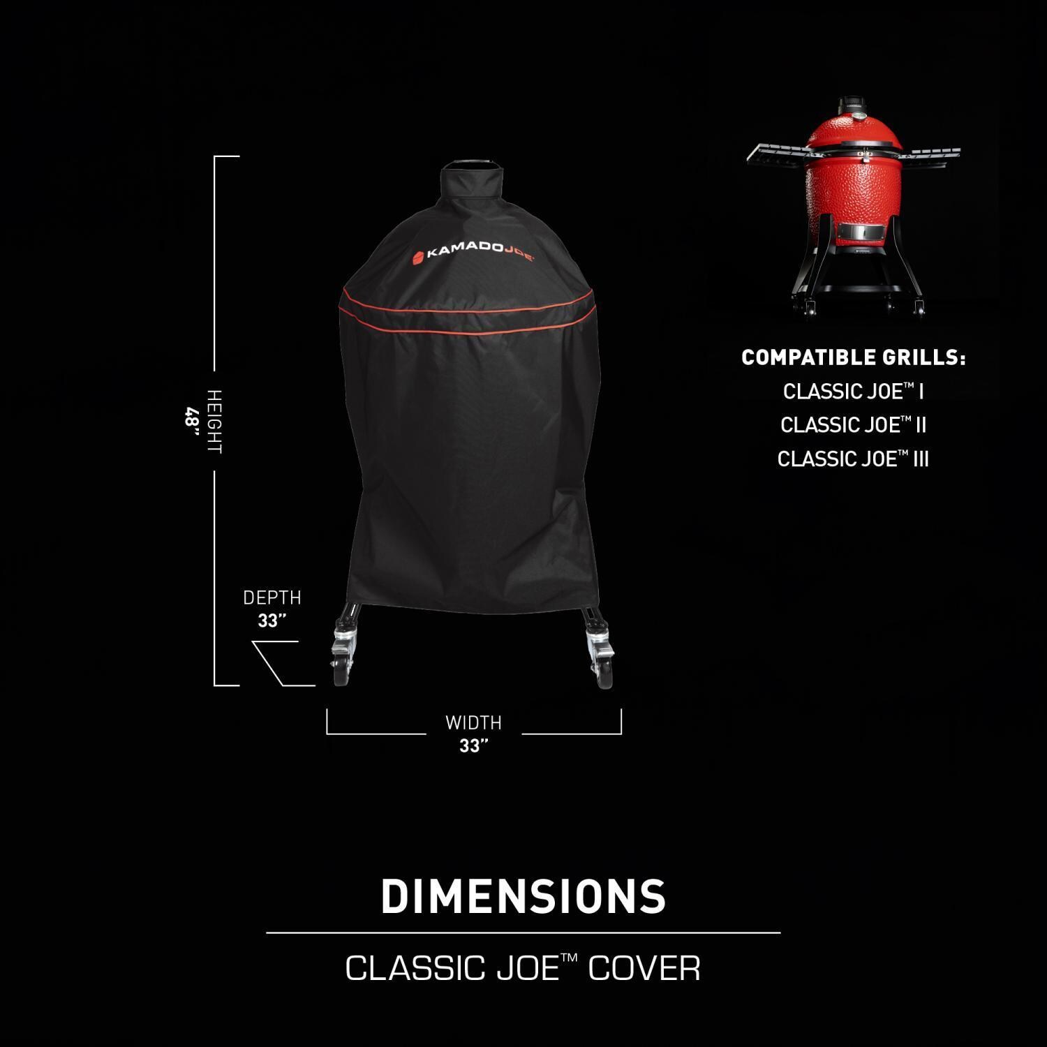Kamado Joe Classic III 18-in Ceramic Kamado Grill Bundle - Classic Joe Grill Cover Dimensions - Dimensional thumbnail