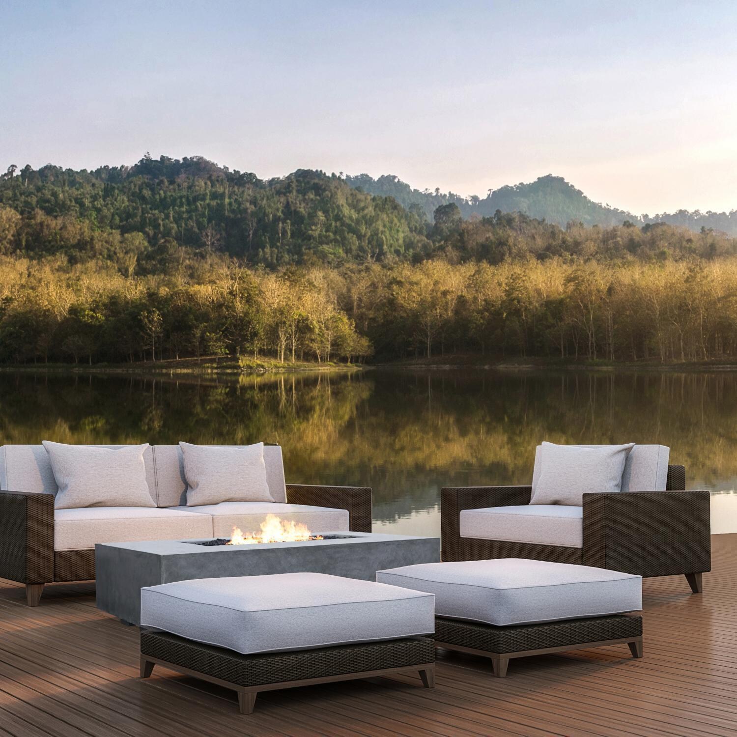 Prism Hardscapes SCPH-408-4NG Tavola 4 66-Inch Natural Gas Rectangle Fire Pit Table - Lake Side thumbnail