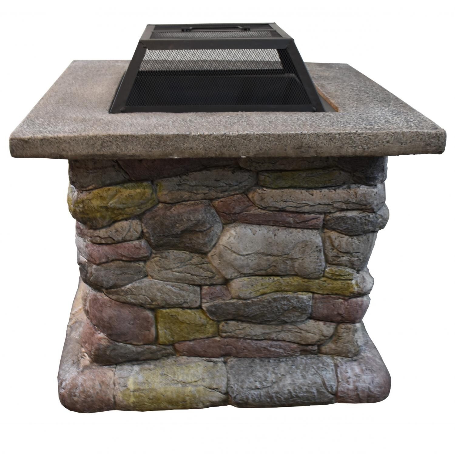Astella 30-Inch Square Wood Burning Fire Pit - Faux Rock - FP400 thumbnail