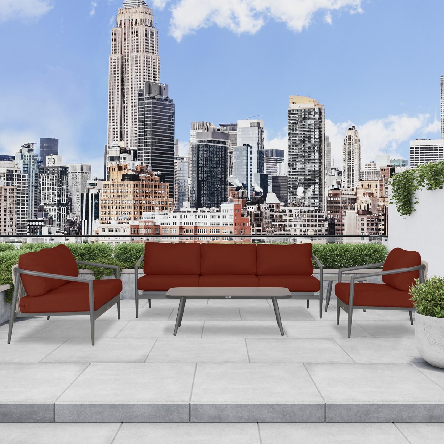 Midnight Cove 5 Pc Aluminum Seating Set w/ Sofa in Slate/Canvas Henna by Lakeview Outdoor Designs