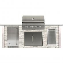 Coyote Ready-To-Assemble 8 Ft Outdoor Kitchen Island With 36-Inch S-Series Natural Gas Grill (Ships As Propane With Conversion Fittings) - Stacked Stone/Modern White - RTAC-G8-SW-C2SL36NG
