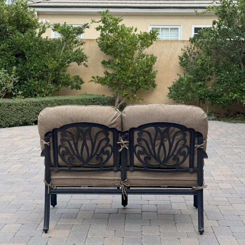 Darlee Elisabeth Patio Deep Seating Loveseat - Antique Bronze - Rear View - Lifestyle thumbnail