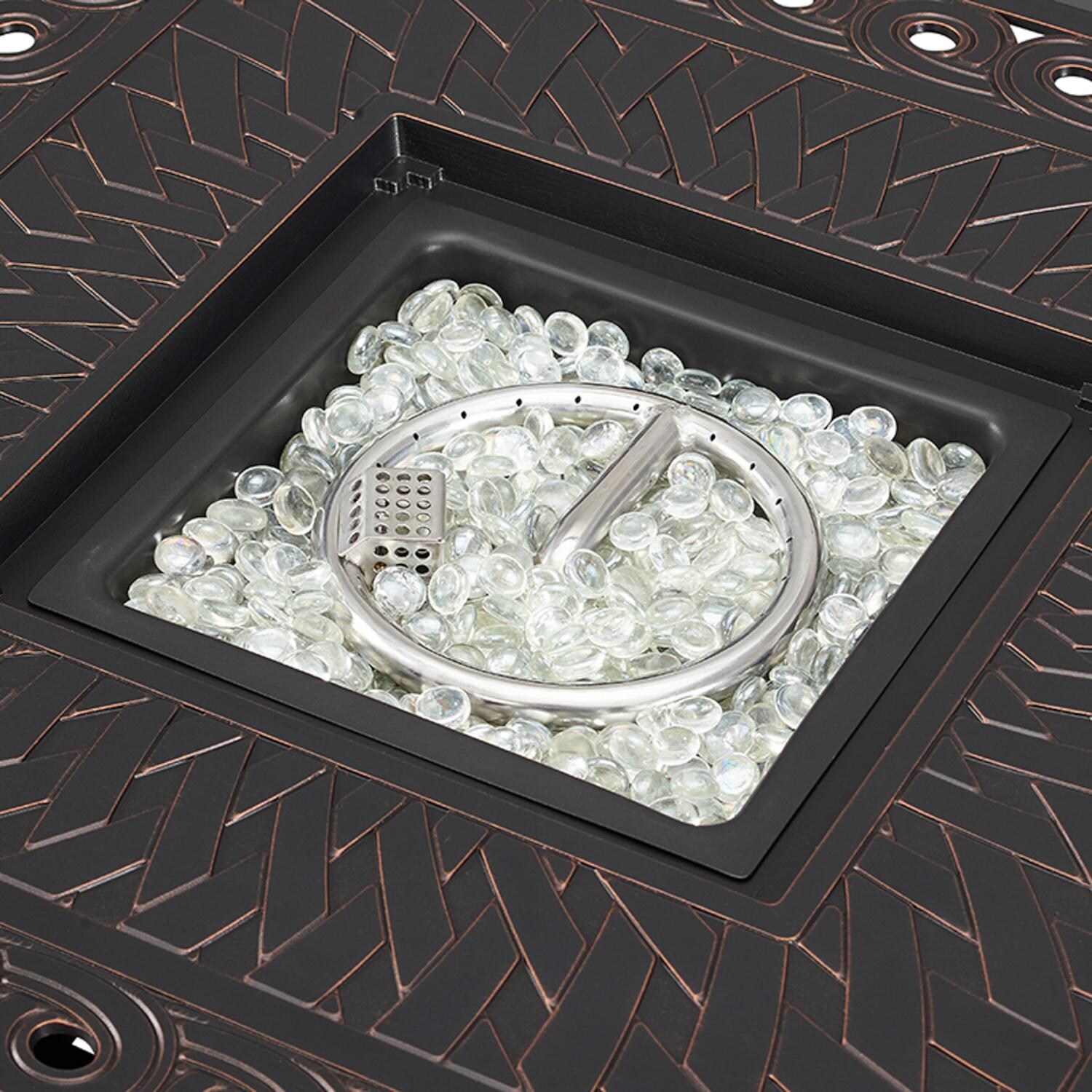 Ultimate Patio SC63694 Palm Way 32-Inch Square Aluminum Propane Fire Pit Table - Burner thumbnail