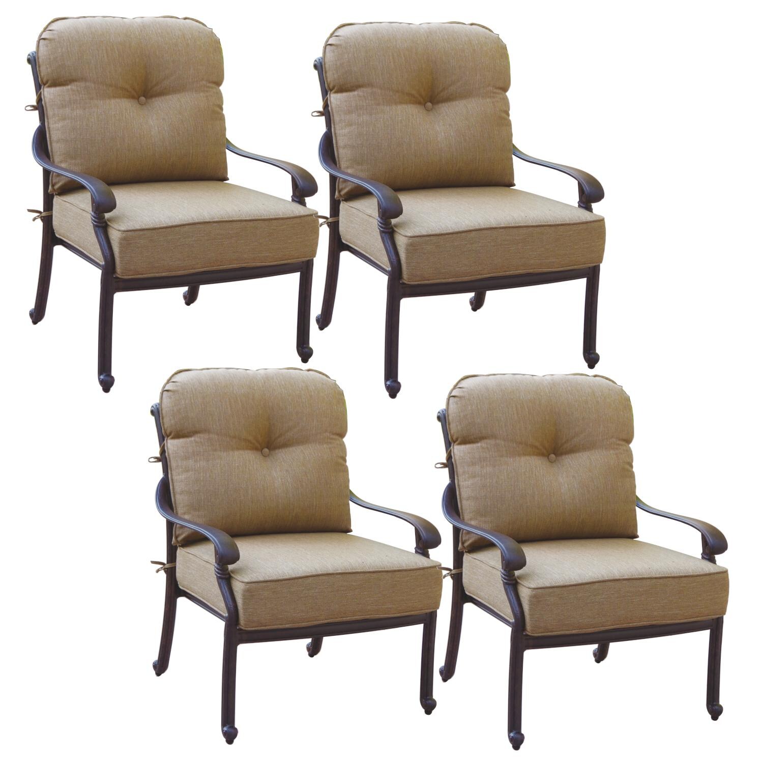 Santa Monica Cast Aluminum 4 Pc Set Club Chair Set in Antique Bronze/Sesame by Darlee
