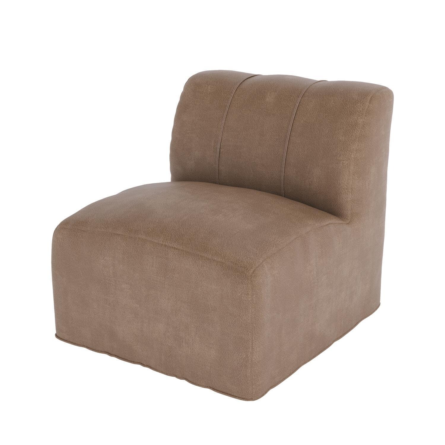 Lakeview NC2001-SECT-8PC-ULBRN Pine Valley 8 Pc Recycled Plastic Sectional Seating Set in Brown/Brown Ultra Leather - Chair - White Background thumbnail