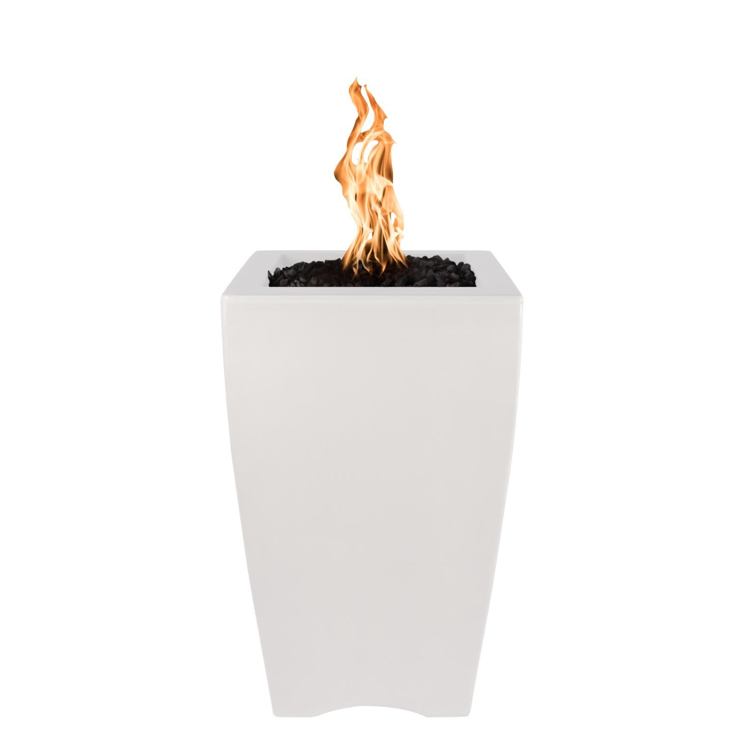 Baston 20 Inch Square GFRC Natural Gas Fire Urn in Limestone by The Outdoor Plus