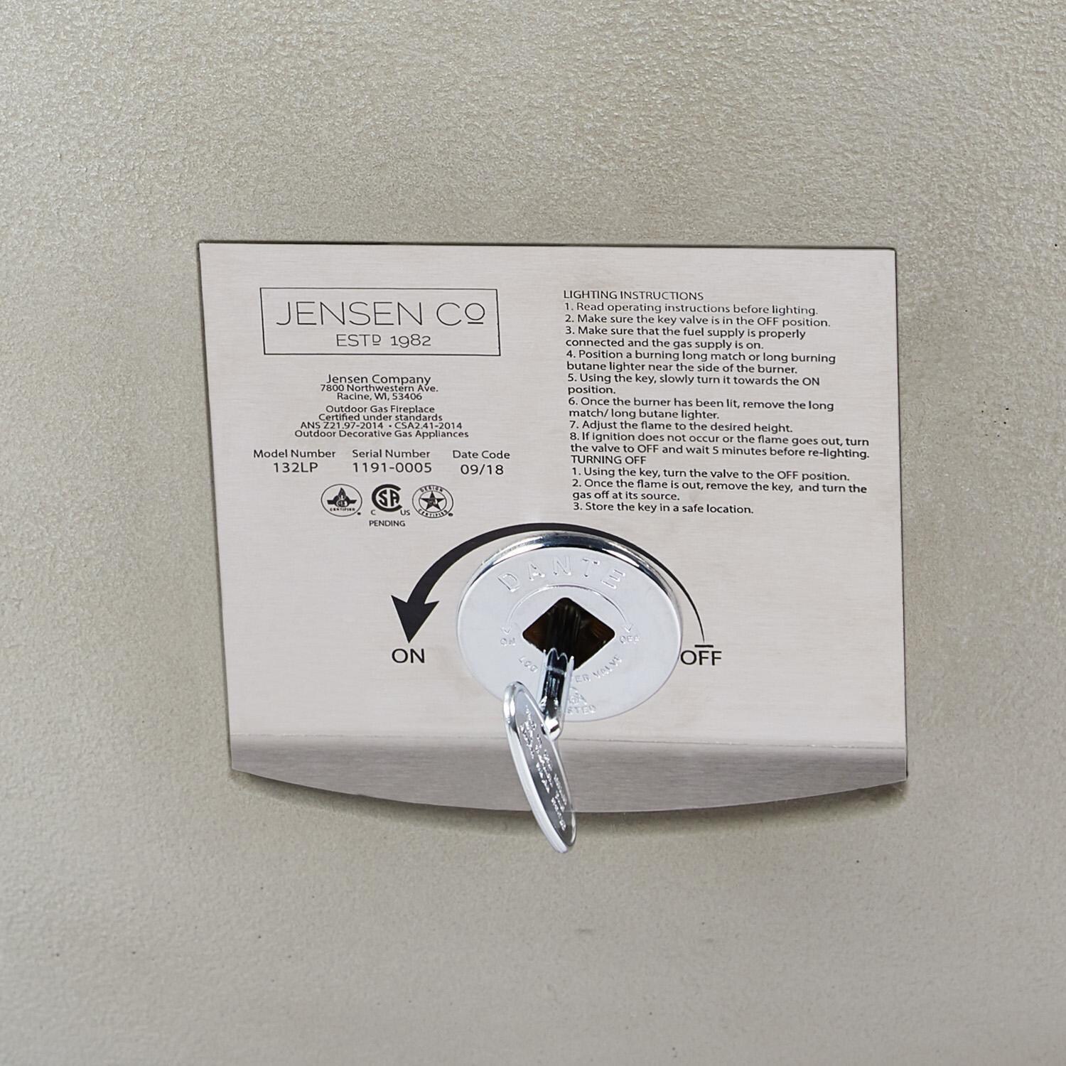 Dustyview 38 Inch Round Glass Fiber Reinforced Concrete Propane Fire Bowl in Fog by BBQGuys Signature - Control Panel - Detail thumbnail