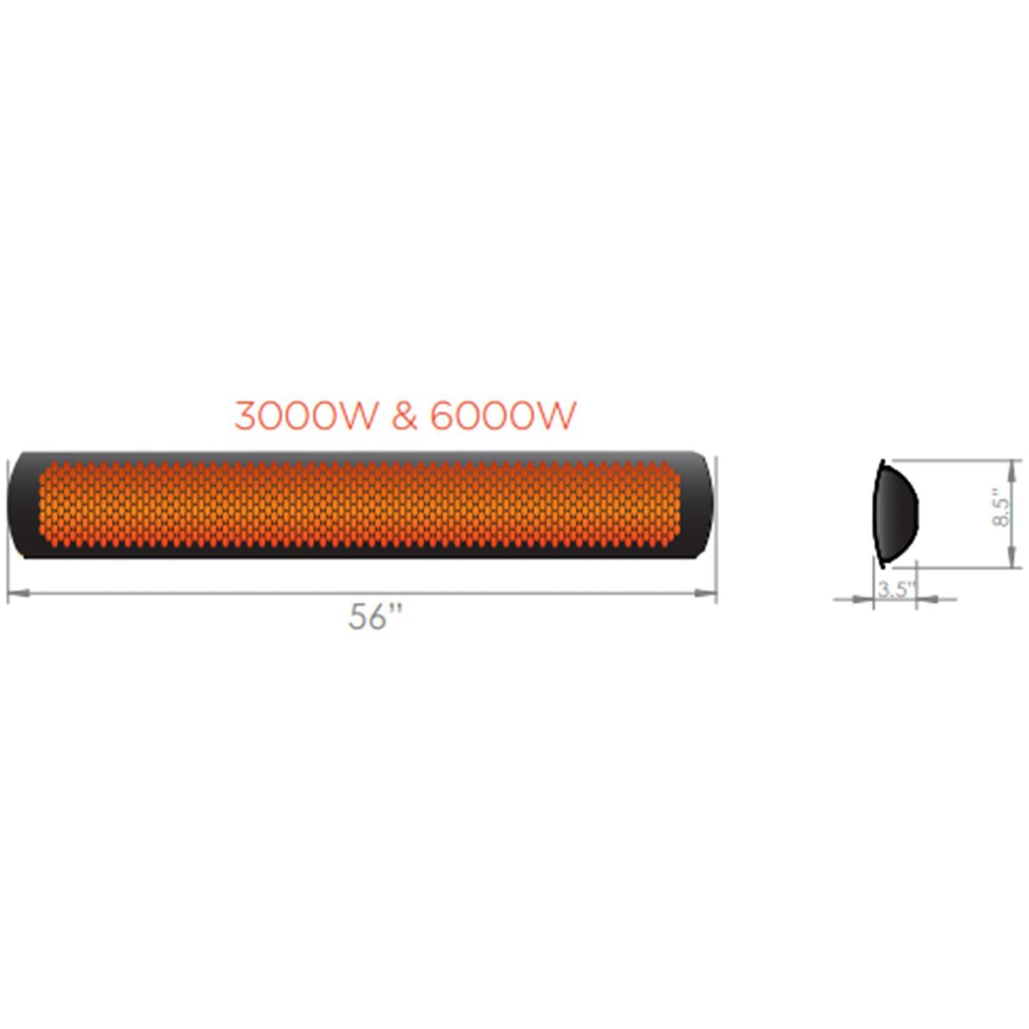 Bromic Tungsten 6000W Smart-Heat Infrared Electric Patio Heater - Dimensions