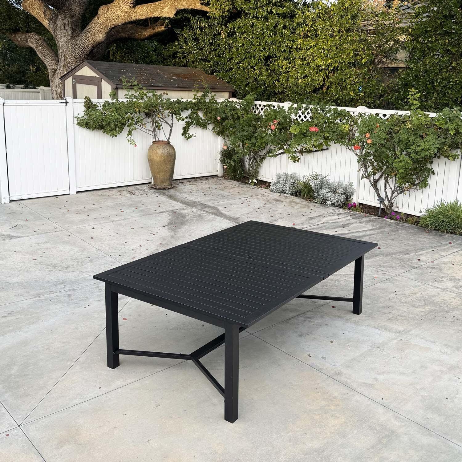 Atlantis 118-in Antique Bronze Aluminum Dining Table by Darlee - Not Extended Angled - Lifestyle thumbnail