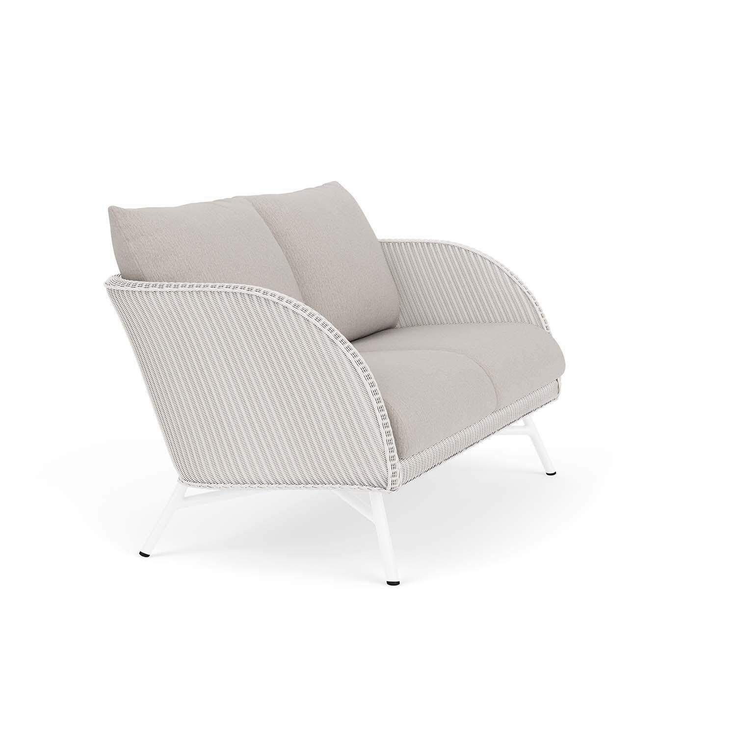 Lloyd Flanders Essence Loveseat W/Remy Cloud Fabric - White Finish - Angled thumbnail