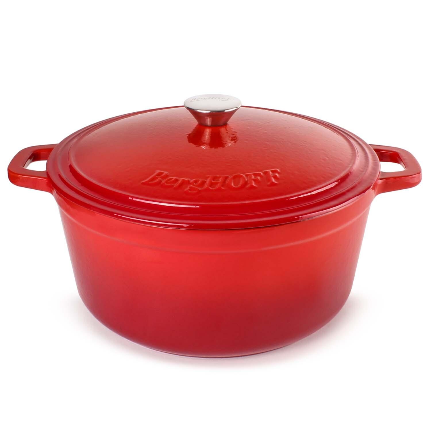 BergHOFF 11-in Neo Cast Iron 7 Qt. Round Dutch Oven w/ Lid - Red
