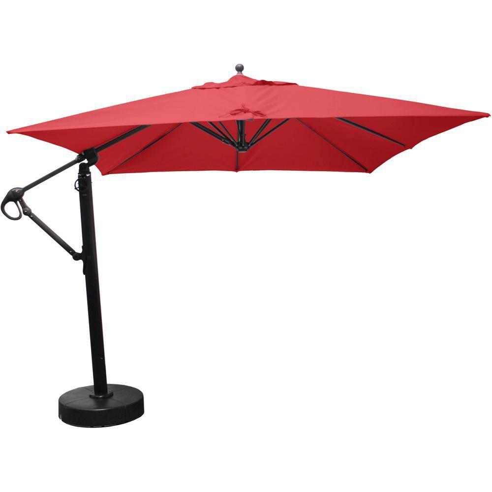 Galtech 10 X 10 Ft. Square Aluminum Patio Umbrella W/ Manual Lift & Easy Tilt Wheel - Black Frame W/ Jockey Red Sunbrella Fabric thumbnail