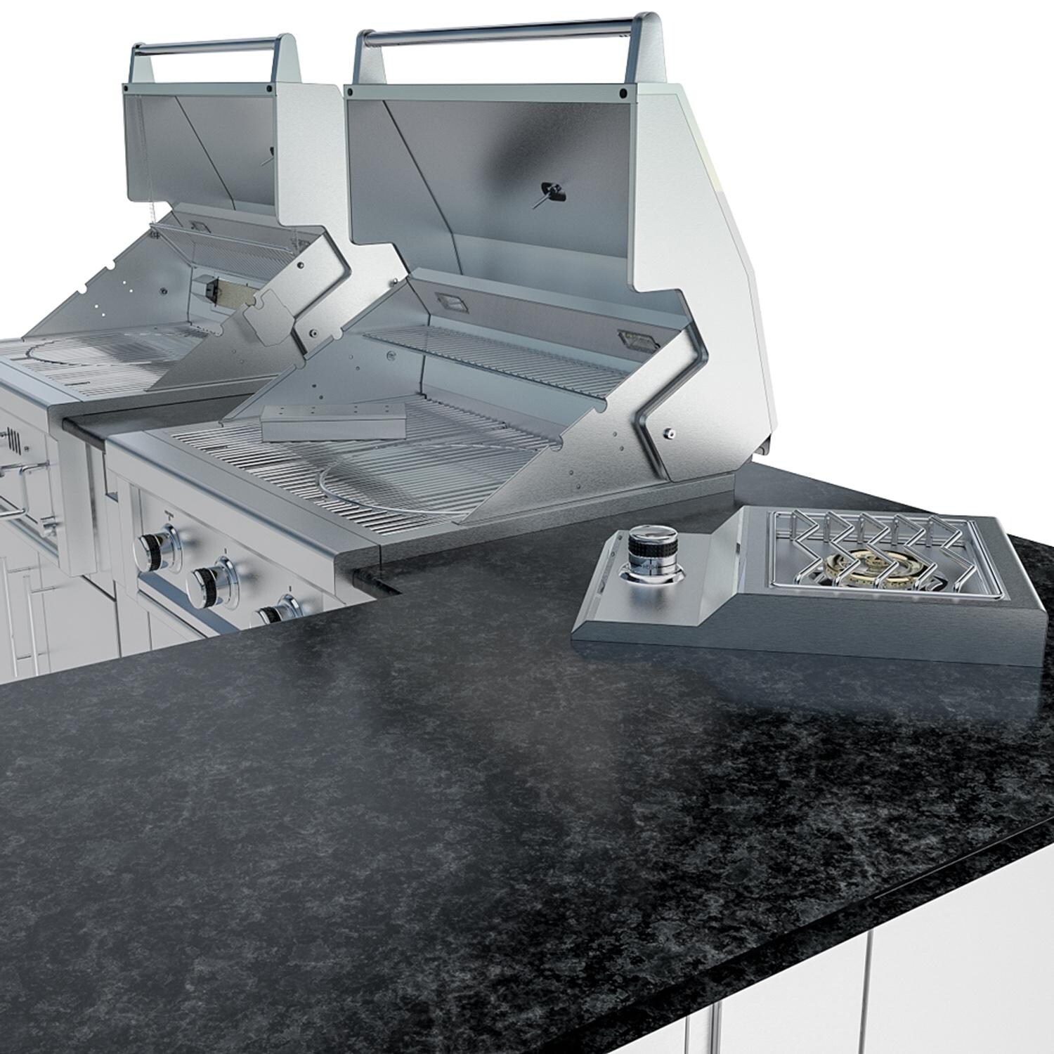 Sunstone Grills SCPTXTANGO19-NG Texas Tango 19 Ft Outdoor Kitchen Island w/ Natural Gas Grill & Side Burner, Sink, Refrigerator, Trash Bin, Door & Drawer - Side Burner & Grills - Detail thumbnail