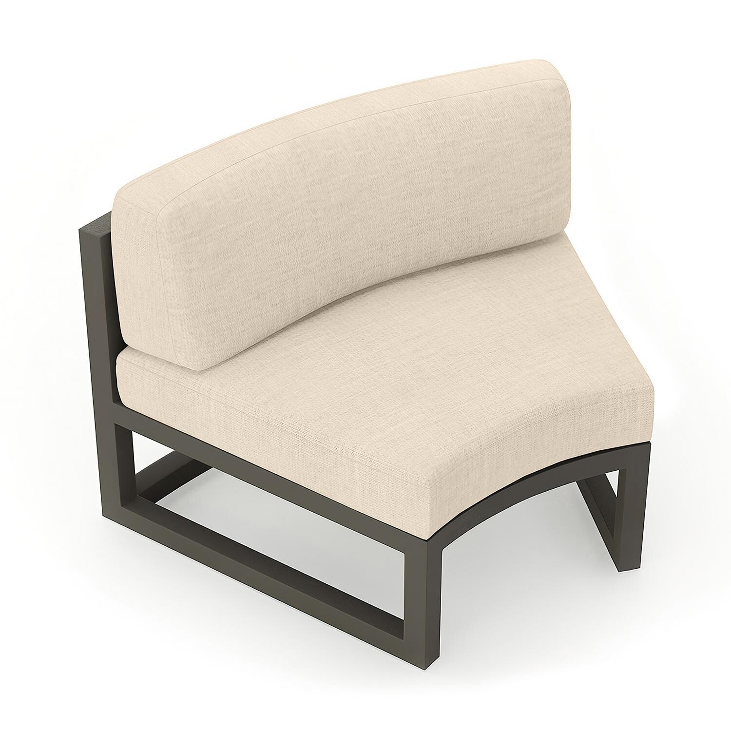 Misty Cove 2 Piece Aluminum Curve Club Chair in Slate w/Canvas Flax Cushions by Lakeview - Top Angle View - White Background thumbnail