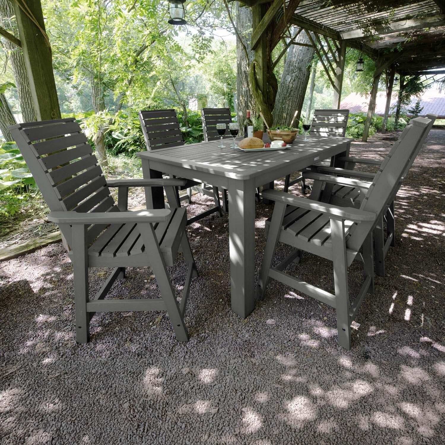 Elm Pointe 7 Pc Rectangular Counter Height Dining Set in Coastal Teak By Lakeview Outdoor Designs - Lifestyle thumbnail