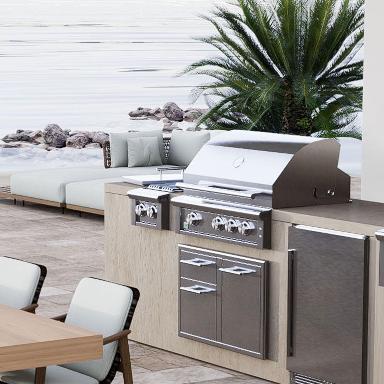 XO Appliance XOGSIDEBXLTL 12 1/2-in Performance XLT Propane Double Side Burner - Full Island View - Lifestyle thumbnail