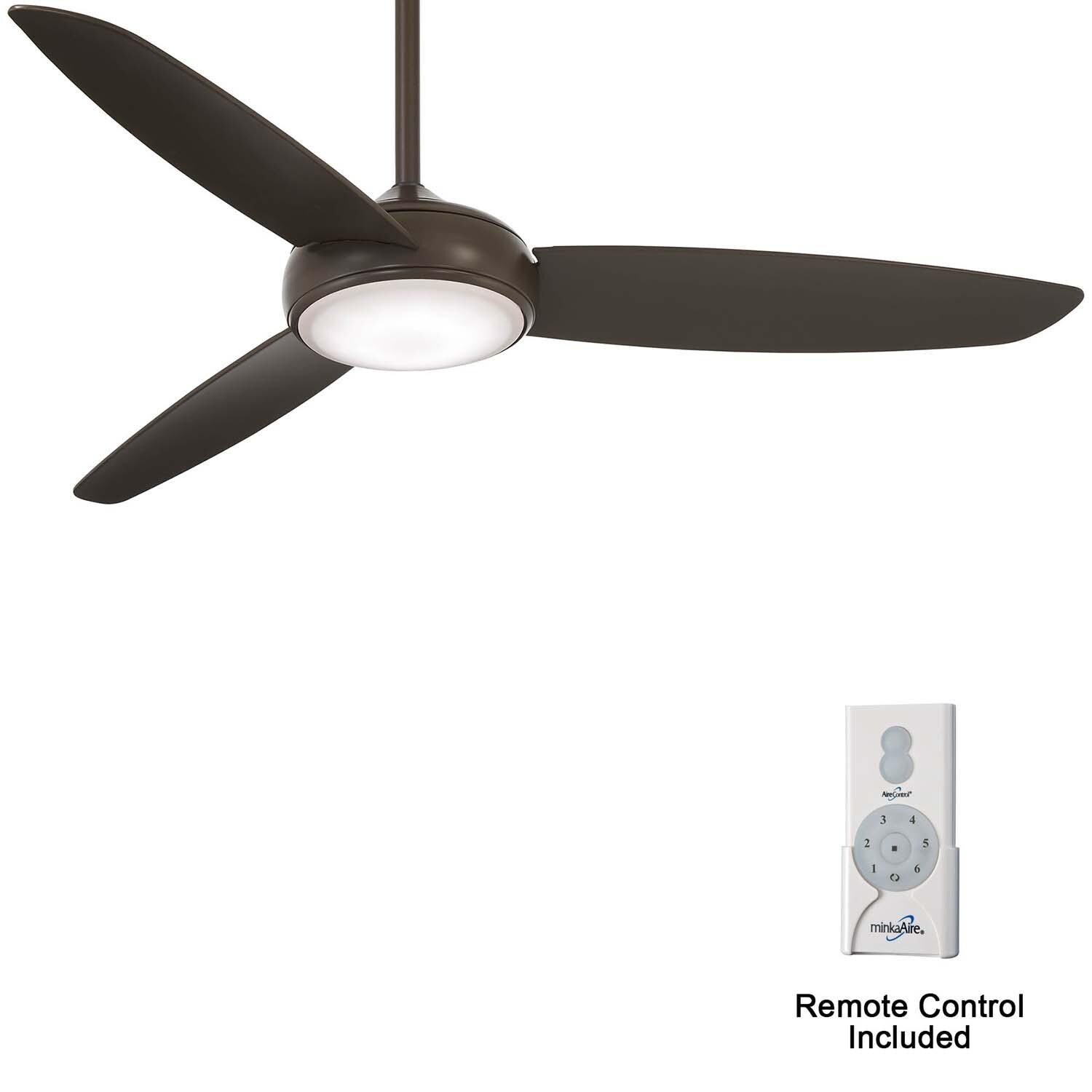 Minka-Aire F465L-ORB Concept IV 54-Inch 3-Blade LED Smart Ceiling Fan in Oil Rubbed Bronze Finish w/ Oil Rubbed Bronze Blades & Etched Opal Glass - Remote Included thumbnail
