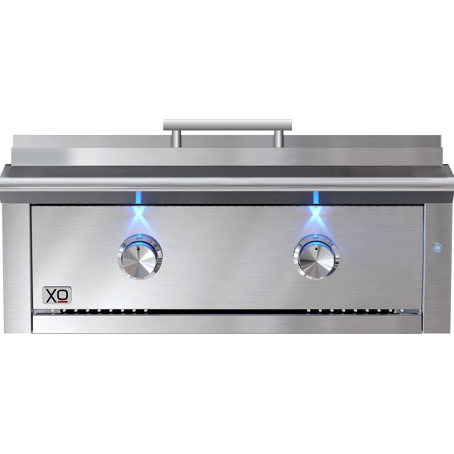 XO Appliance XOGRIDDLE30N Pro-Grade 30-in 2 Burner Built-In Natural Gas Flat Top Grill - White Background thumbnail