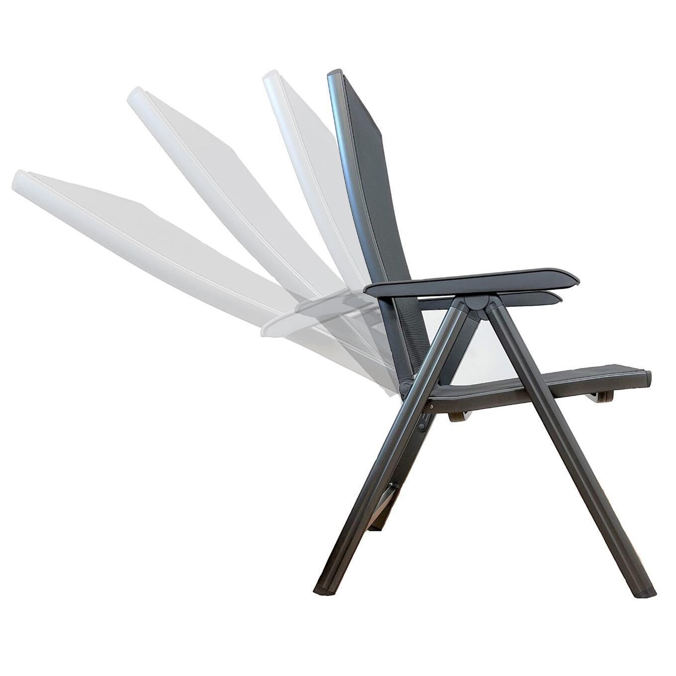 Basic Plus 5 Pc Aluminum Dining Set w/ Multi-Position Dining Chairs By KETTLER - Adjustable Shown - White Background thumbnail