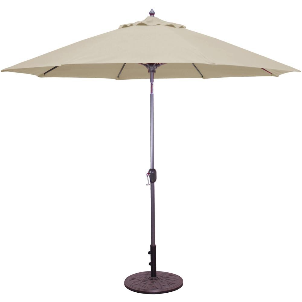Galtech 9 Ft. Octagonal Aluminum Patio Market Umbrella W/ Crank Lift And Auto Tilt - Charcoal Frame W/ Sunbrella Canvas Antique Beige Canopy