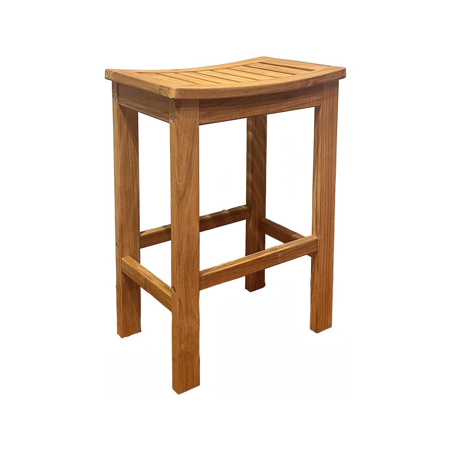 Royal Teak Collection BARST Legacy Teak Bar Stool in Natural Wood - Angled - White Background thumbnail