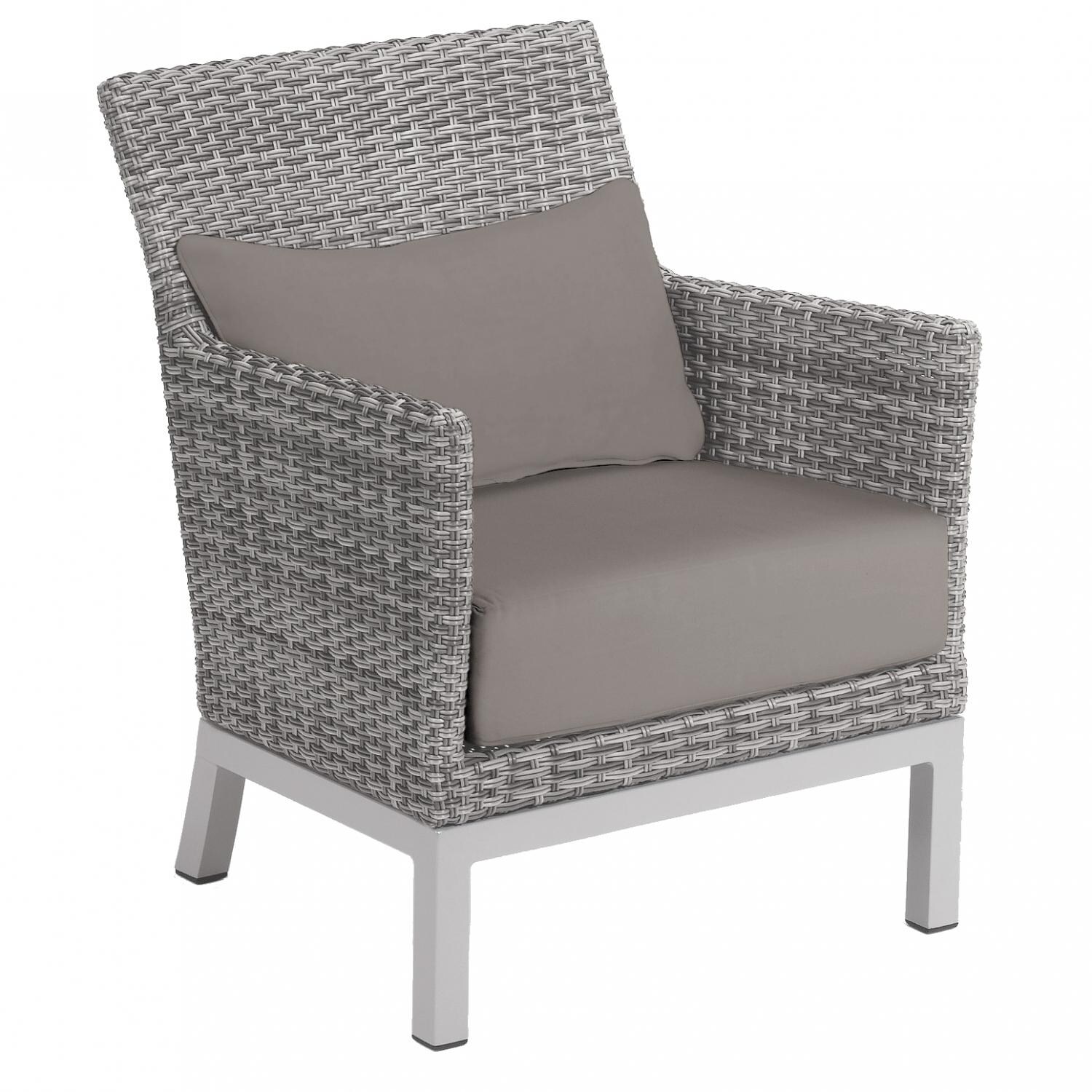 Argento Wicker Patio Club Chair W/ Stone Cushion and Lumbar Pillow thumbnail