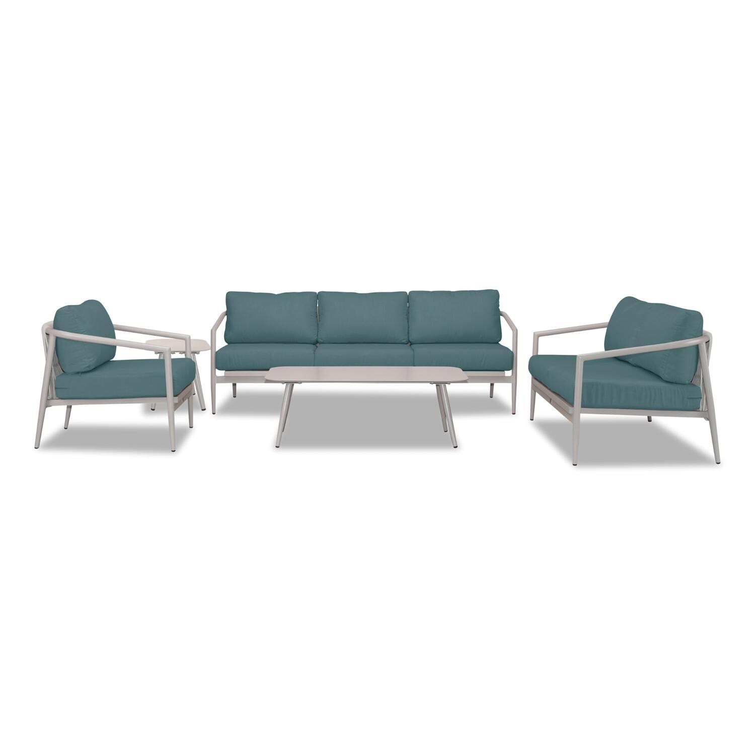 Midnight Cove 5 Pc Aluminum Seating Set w/ Sofa in Urban Stone/Cast Lagoon by Lakeview Outdoor Designs