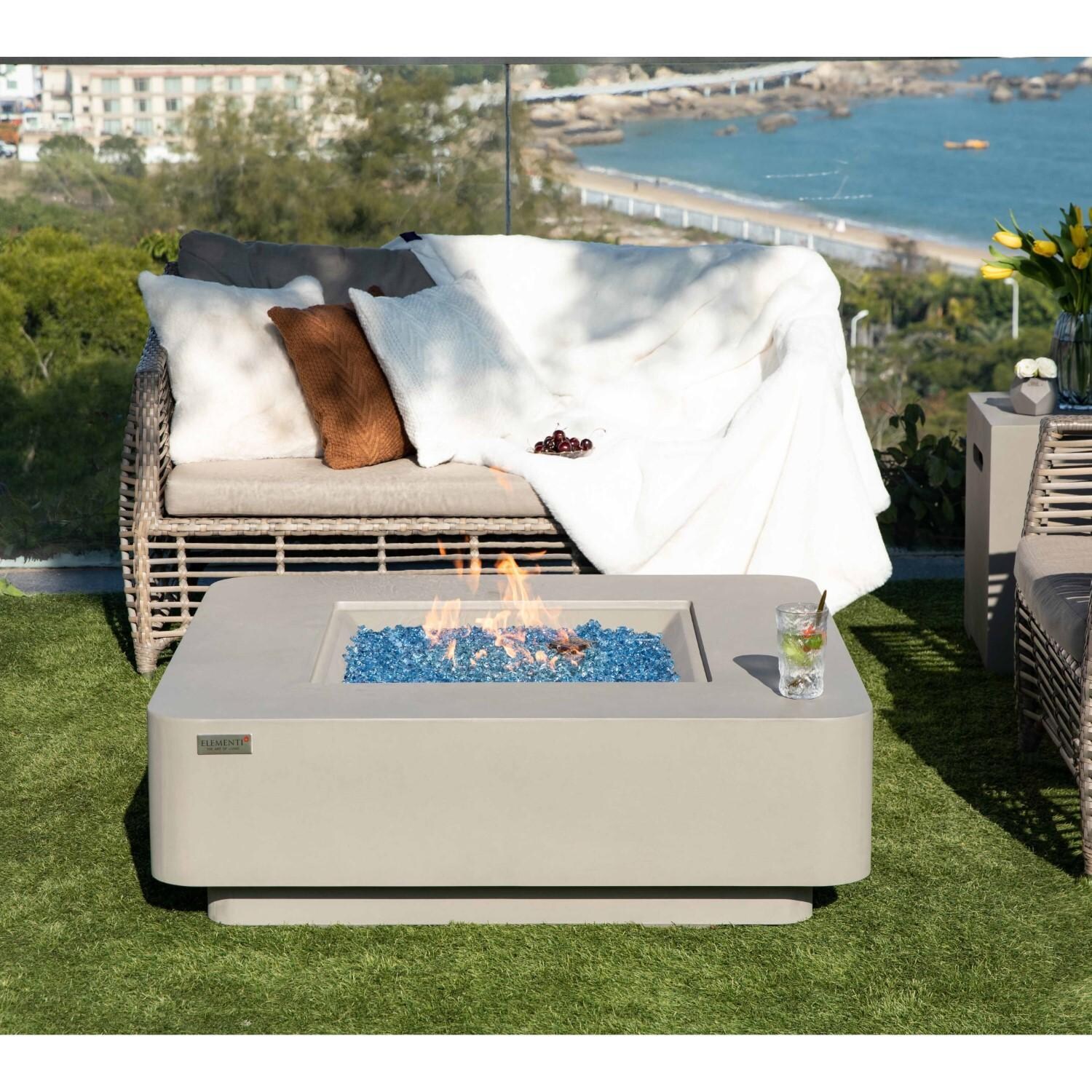 Elementi Lucerne 42-Inch Square Propane Fire Pit Table - Light Gray - OFG419LG-NG - Lifestyle thumbnail