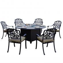 Elisabeth 7 Piece Cast Aluminum Patio Fire Pit Conversation Set By Darlee