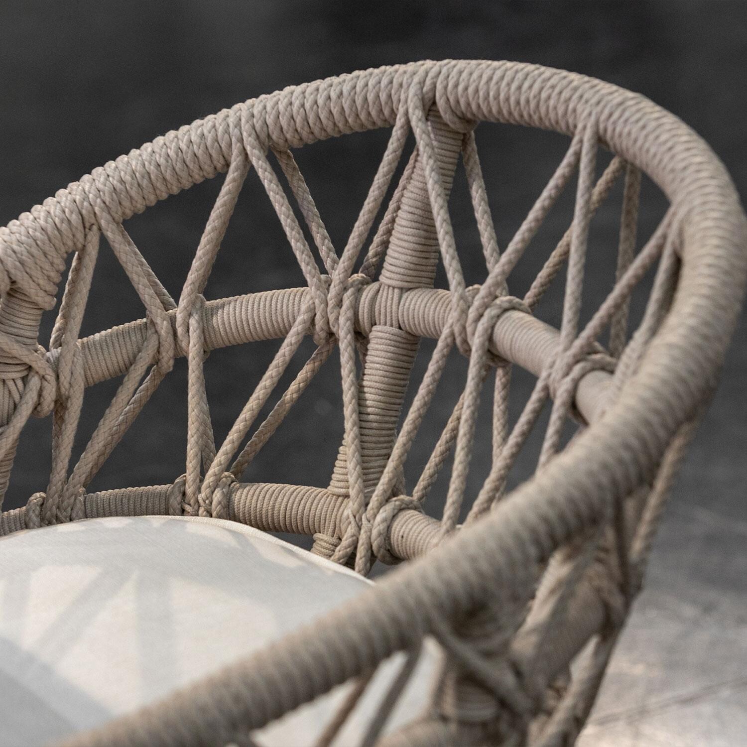 Dana Olefin Rope Patio Dining Chair W/ Sunbrella Linen Canvas Cushions by Sunset West - Back Rest - Detail thumbnail