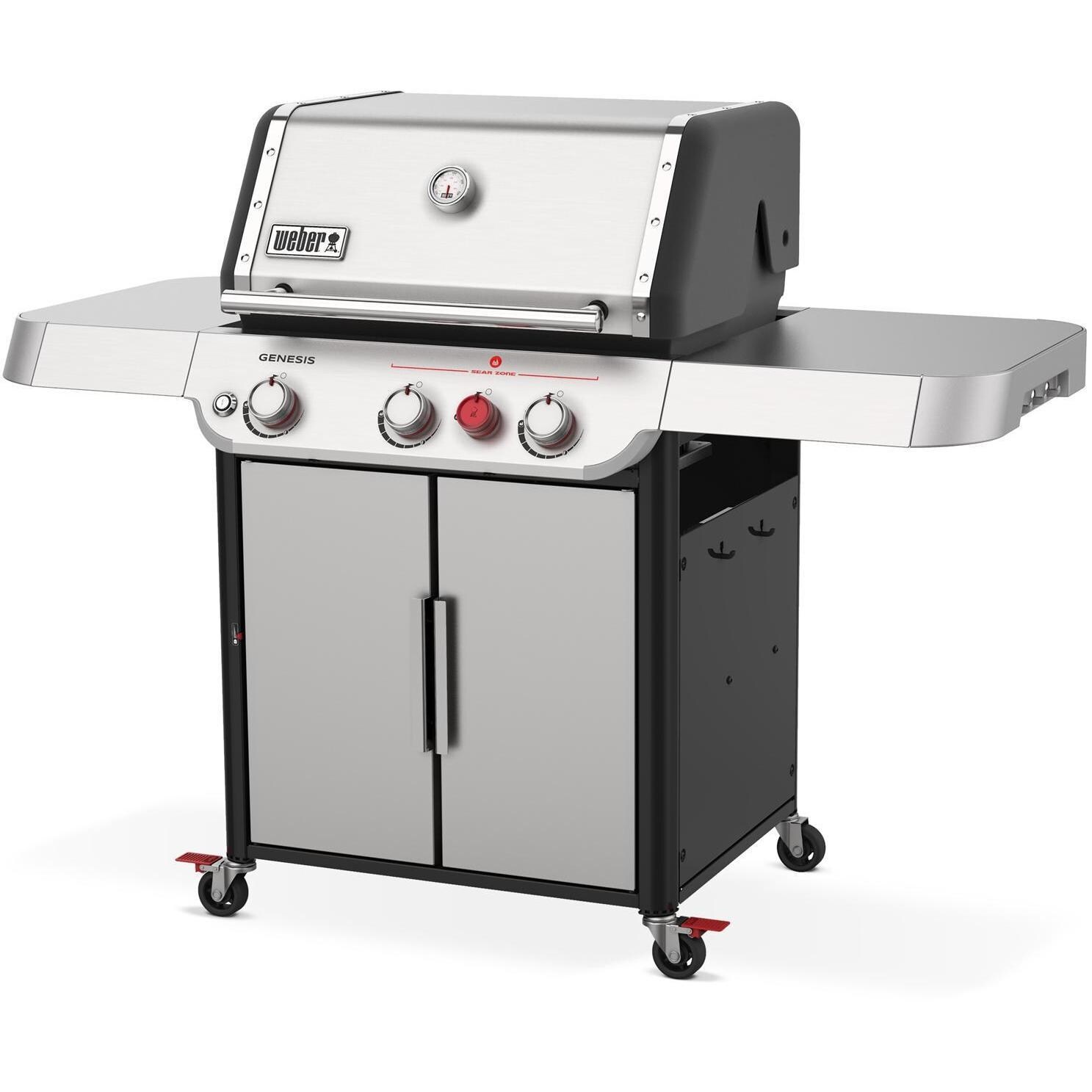 Weber GENESIS 35300001 S-325s Propane Gas Grill with Sear Burner - Stainless Steel - Right-Side Angled View - White Background thumbnail