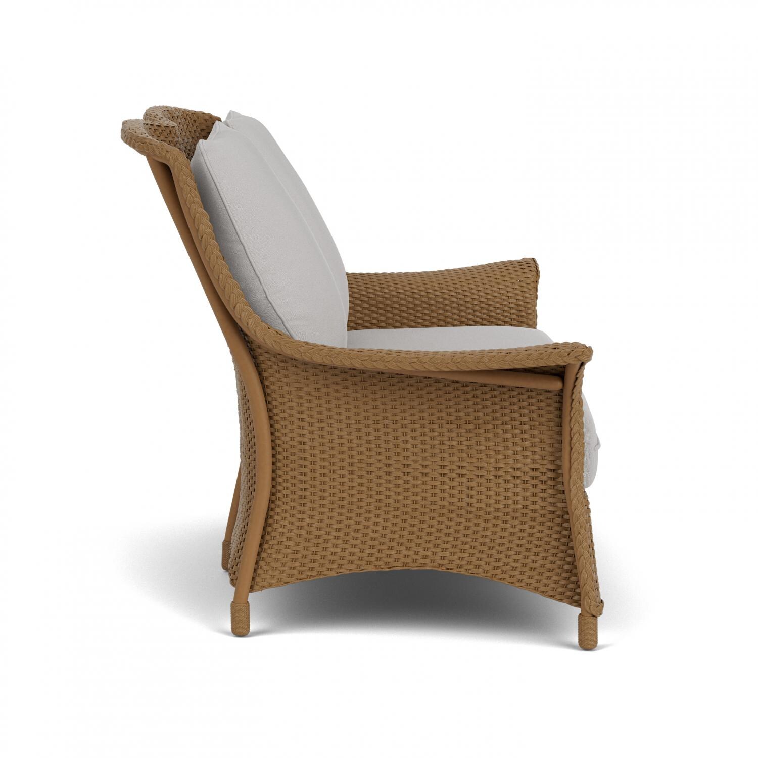 Lloyd Flanders Mandalay Loveseat in Hickory Finish with Tundra Dove fabric - Side thumbnail