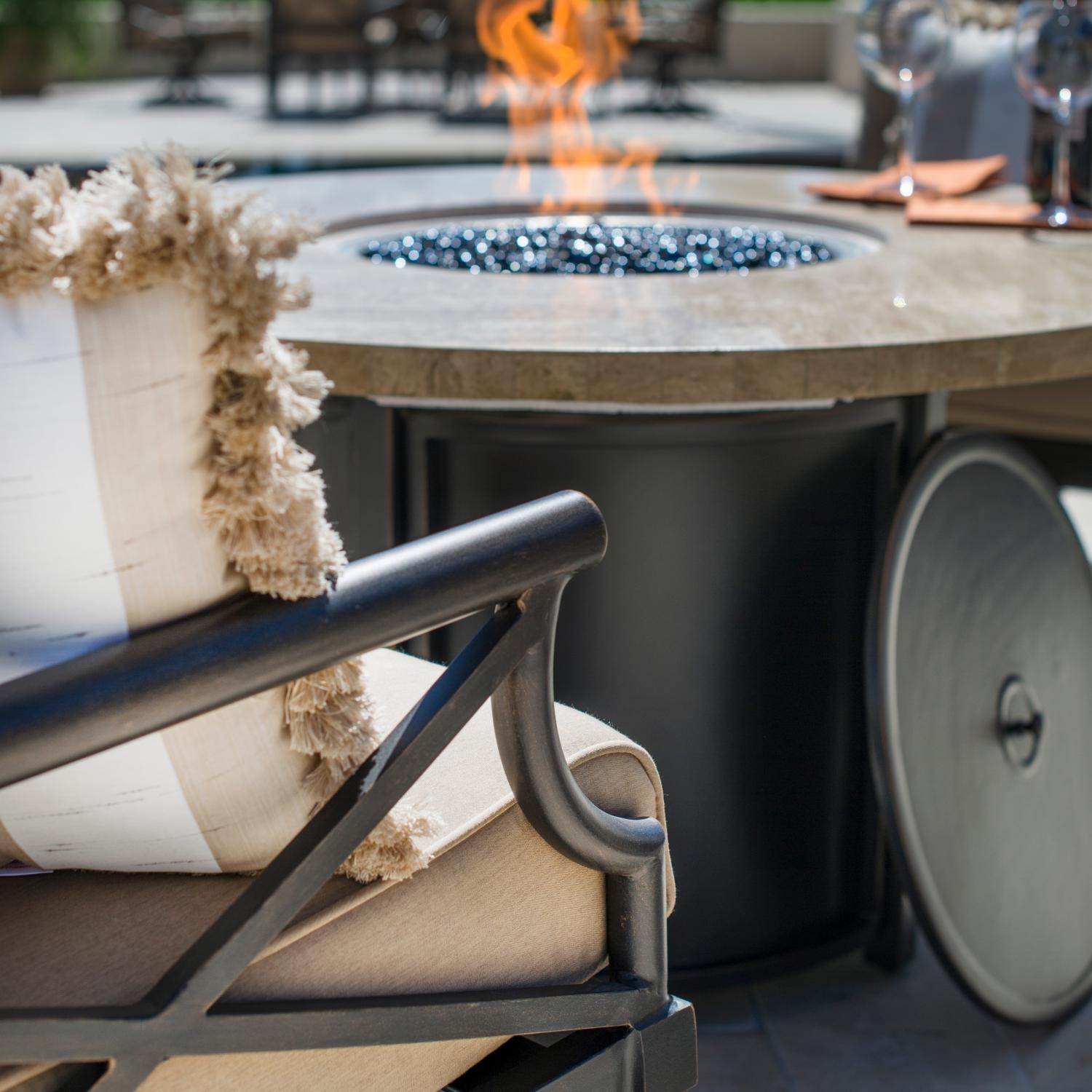 Laa 5 Piece Aluminum Patio Fire Pit Conversation Set With Swivel Laa 5 Piece Aluminum Patio Fire Pit Conversation Set With Swivel Rockers By Coyote Outdoor Furniture Bbq Guys