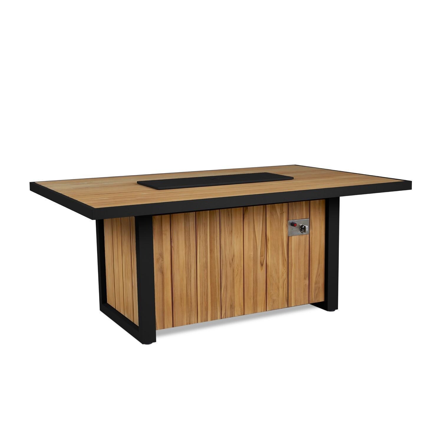 73 Inch Rectangular Teak Propane Fire Pit Table by Lakeview - Control Panel - White Background thumbnail